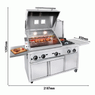 Station de Grill Gaz Professionnelle avec Broche et Cuisinière - Inox AISI 304 - GRSTE3 | GGM_2