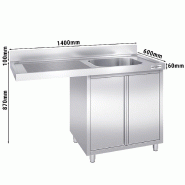 Plonge Inox 1 bac sur placard avec passage lave-vaisselle - P 600 - GGM - 1400 mm bac à droite_2