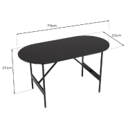 Table basse ovale DILA - 70x35 cm - Pieds en métal - Design épuré et robuste_2