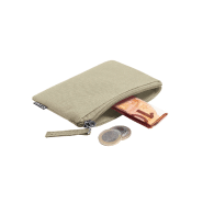 Porte-monnaie zippé en polyester 600D RPET - Labélisé RPET - Couleur beige - Poids 13 gr_2