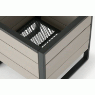 Catania - grande jardinière d'extérieur en métal et bois composite polywood gris foncé - 40x40x40 cm_2