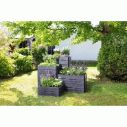 Carré potager ergo Quadro imitation bois - 25 x 80 x 80 cm - Modulable et ergonomique_2