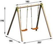 Portique bois Natura Cherry - 1,90 m avec 2 agrès - Balançoires ajustables_2