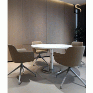 Table de réunion ronde Idea, pied chromé - Quadrifoglio. - 120, Wenge_2