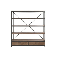 Étagère 2 tiroirs Bapita - métal noir et bois naturel - 3 étagères - 180x190x45,5 cm_2