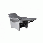 Fauteuil relax électrique Cabries - Zéro Gravité - Microfibre bi-color Plomb et Gris Perle_2