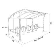 Abri Sienne - Abri vélos simple et double en acier galvanisé et polycarbonate alvéolaire_2