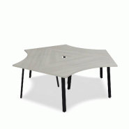 Bureau bench 3 personnes Ogi A - MDD. - Noir, Acacia clair_2