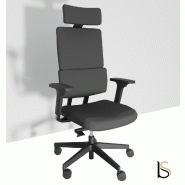 Fauteuil Manager Wi max dossier tissu - Sokoa - Gris, Piètement nylon noir, Non_2