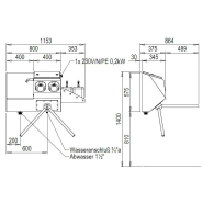 Contrôle d'accès avec lavabo ECO - Désinfection bimanuelle sécurisée - Acier inoxydable - Tourniquet intégré_2