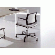 Siège de réunion Dexto - piètement fixe avec patins - en simili-cuir blanc_2