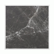Plateau de table extérieur carré en verre trempé effet granit foncé bord blanc 700 mm | Bolero - FU516_2
