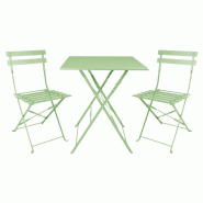 Table de terrasse carrée pliante en acier vert clair 600 mm | Bolero - FT271_2