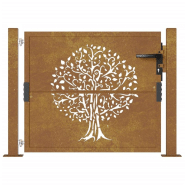 Vidaxl portail de jardin 105x105 cm acier corten conception de l'arbre 153161_2