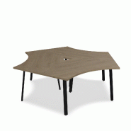 Bureau bench 3 personnes Ogi A - MDD. - Noir, Chêne miel_2