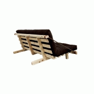 Banquette futon JUMP en pin massif - Coloris marron - Couchage 130 x 202 cm - Design scandinave avec lanières en cuir_2