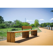 Banc public Gavarres UM311RD - acier Corten 8mm et lattes en bois traité classe IV_2