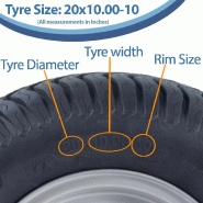 20x10.00-10 Roue de tondeuse à gazon 4ply Grass P332 Road Legal 4 Inch PCD Rim (Set of 2)_2