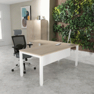 Bureau d'angle Tempo - Mobel Linea. - Blanc 9010, 160, Acacia clair, Oui_0