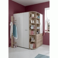 Armoire dressing d'angle Volverine chêne/blanc - 2 portes accordéon - Nombreux rangements_2