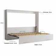 Armoire-lit escamotable VERTIGO - façade blanc brillant - couchage 140x200 cm - design chic et contemporain_2