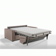 Canapé convertible 3 places Excellence - 140 cm - Sommier à lattes - Matelas memory 18 cm inclus - Tweed taupe sand_2