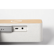 Enceinte Bluetooth avec chargeur sans fil 10W - Boîtier en bambou et paille de blé - Mains libres et rechargeable_2