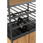 Armoire bouteilles et verres 2 portes FAKY - métal noir et bois naturel - design industriel - L60 x H180 x P42,5 cm_2