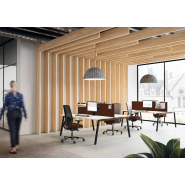 Bureau bench entreprise ergonomique et modulable - Cinétic - Plans de travail face-à-face ou simples, piètements design, fabrication française_2