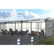 Abris 2 roues à toit arrondi pour vélos et motos - Série AT - Sur mesure - Poteaux métalliques anti-corrosion et options personnalisables_2