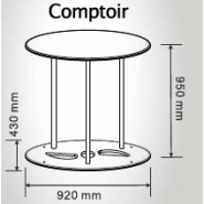 Comptoir d'accueil ovale en tissu tendu Waveline - aluminium, 95x92 cm, visuel silicone cousu_2