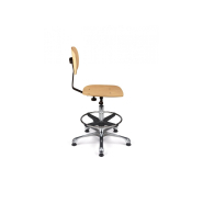 Siège technique en bois pour industrie propre et sale - LABO H - robuste, confortable, réglable avec repose-pied en acier_2