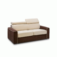 Canapé convertible express Canberra 140cm - Matelas 16cm - Microfibre crème et marron - Design italien_2