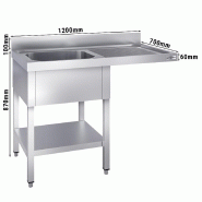 Plonge Inox 1 bac avec passage lave-vaisselle - P 700 - GGM -_2