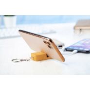 Câble chargeur USB - Porte-clés en bambou avec support téléphone - Connexions USB, USB-C et Lightning_2