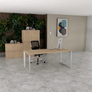 Bureau droit individuel Star - Mobel Linea - 180, Alu, Chêne moyen , Non_0