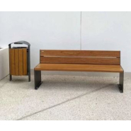 Corbeille cendrier Silaos 50 litres - acier, bois, plastique recyclé - verrouillage clé triangle_2