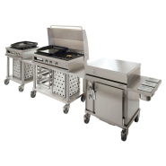 Plancha gaz sur chariot wtg 1040 plc open'cook de mobigrill : une cuisine d'extérieure modulable sur mesure et nomade