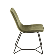 Chaise RATRI en velours vert olive - Piétement en métal noir - Style industriel - Dimensions L64 x H89 x P47 cm_2
