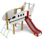 Structure de Jeu Aéroplane en Bois pour Enfants de 3 à 12 ans avec Toboggans et Escalier_2