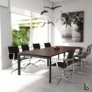 Table de réunion rectangulaire Star - Mobel Linea - Oui, Blanc 9010, Acacia foncé_2