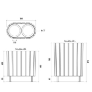 Corbeille Vigo Bi Flux en bois exotique traité - 2 x 48L ou 2 x 63L - avec ou sans couvercle_2