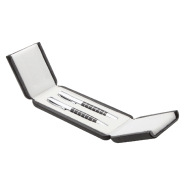 Parure stylo à bille en métal - parties chromées brillantes - avec boîte cadeau en PU - encre bleue - marque André Philippe_2