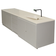 Plot technique en varicor - profondeur 750 mm - Réf PTEVP-2 - BIOLAB - Paillasse humide avec cuve monobloc et modularité_2