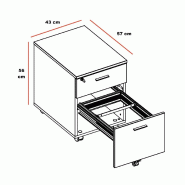 Caisson à roulettes pour bureaux Pyramid - 2 tiroirs, Chêne veiné_2