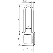Cadenas de consignation loto lockout tagout 38 mm anse haute inox ø 4,76 violet