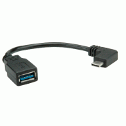 ROLINE Câble USB 3.2 Gen 1 type C coudé à 90° - A, M/F, noir, 0,15 m_2