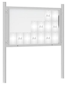 Vitrine extérieure anodisée 75 sur poteaux - simple face - de 8 à 30 A4 - Plexichocs - porte battante réversible/double/levante - serrure de sécurité_2