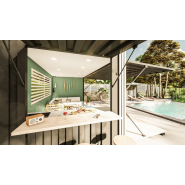 Container pool house personnalisable avec espace polyvalent