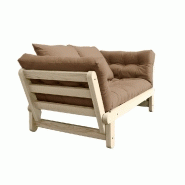 Banquette méridienne futon Beat - Pin naturel - Tissu coloris mocca - Couchage 75x200 cm - Marque Karup_2